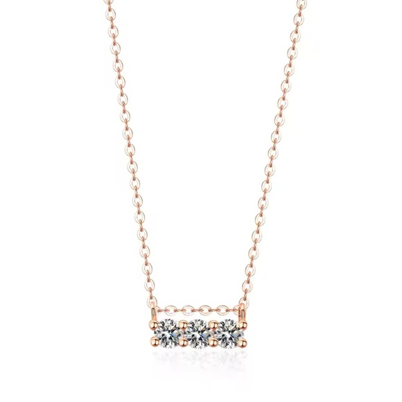 Certificated Moissanite Diamond Necklace Original 925Sterling Silver&Gold Plated - Picture 3 of 9